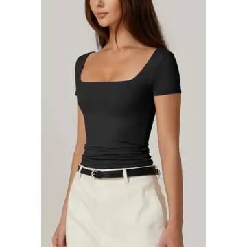 Stylish QINSEN Square Neck Tee for Everyday Comfort