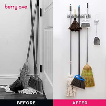 Berry Ave Broom Holder Wall Mount - Space-Saving Organizer