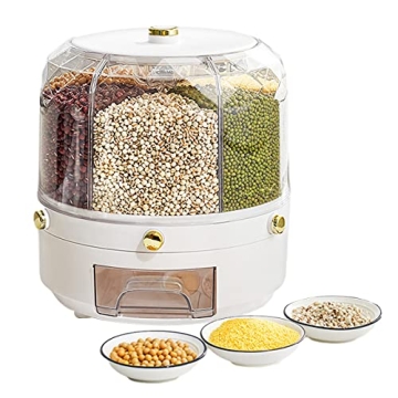 360 Rotating 6-Grid Cereal Dispenser Large Dry Food Storage