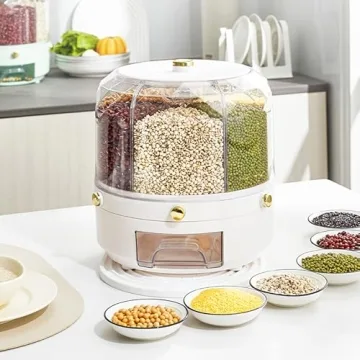 360 Rotating 6-Grid Cereal Dispenser Large Dry Food Storage