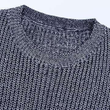 shermie Women's Cute Heart Pattern Elbow Patchwork Knitted Sweaters Long Sleeve Crew Neck Casual Pullover Medium Thick Navy