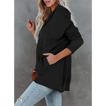 AlvaQ Plus Size Casual Henley Hoodie for Women