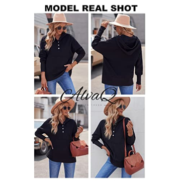 AlvaQ Plus Size Casual Henley Hoodie for Women