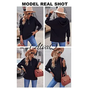 AlvaQ Plus Size Casual Henley Hoodie for Women