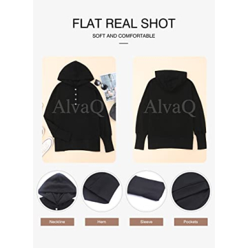 AlvaQ Plus Size Casual Henley Hoodie for Women