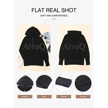 AlvaQ Plus Size Casual Henley Hoodie for Women
