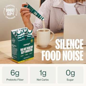 Supergut Gut Healthy GLP-1 Booster - High Fiber GLP-1 Supplement Powder for Women & Men - Sugar-Free...