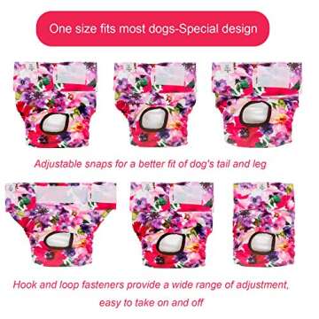 CuteBone Dog Diapers Female Washable Small Medium Large 3 Pack Reusable Doggie Diapers Puppy Period Pants for Doggy Heat Cycle Peeing D21L