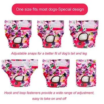 CuteBone Dog Diapers Female Washable Small Medium Large 3 Pack Reusable Doggie Diapers Puppy Period Pants for Doggy Heat Cycle Peeing D21L