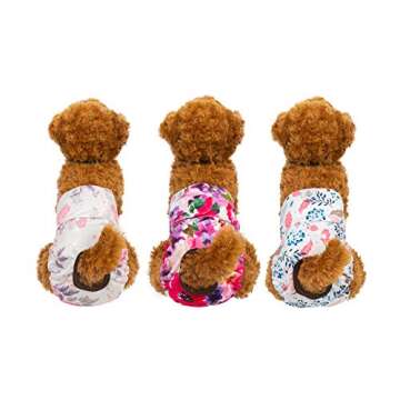 CuteBone Dog Diapers Female Washable Small Medium Large 3 Pack Reusable Doggie Diapers Puppy Period Pants for Doggy Heat Cycle Peeing D21L
