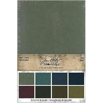 Tim Holtz idea-Ology Kraft Stock, 3 Packages, Cool, Warm and Neutral Colors, 72 Sheets, 24 Colors