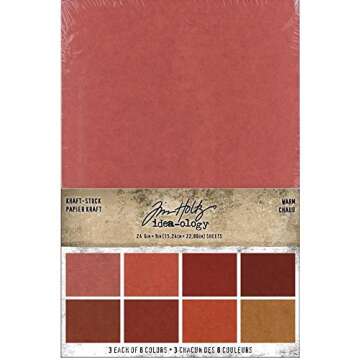 Tim Holtz idea-Ology Kraft Stock, 3 Packages, Cool, Warm and Neutral Colors, 72 Sheets, 24 Colors