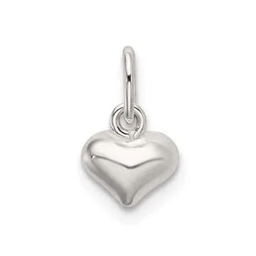 Saris and Things 925 Sterling Silver Polished Puffed Heart Charm Pendant