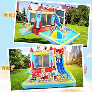Inflatable Bounce House for Kids with Splash Pool & Slides, Ideal for Outdoor Parties