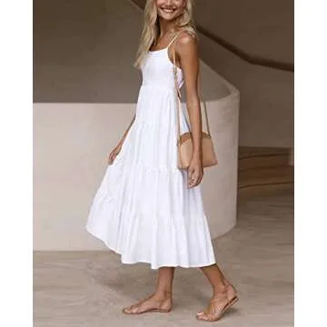 Fashionme Women Boho Smocked Dress for Summer Style