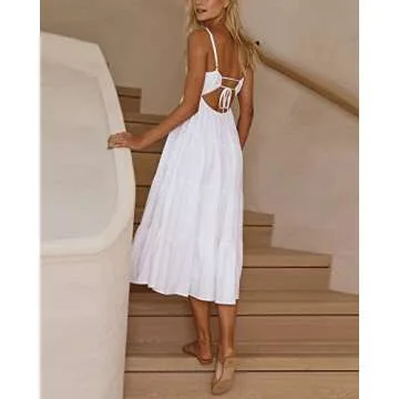 Fashionme Women Boho Smocked Dress for Summer Style