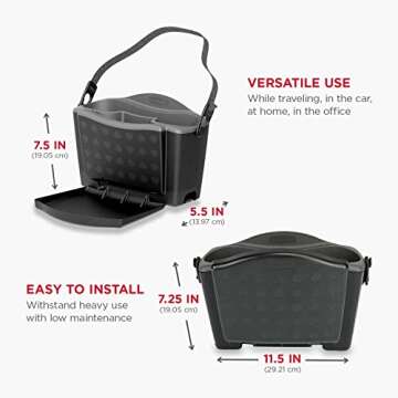 Rubbermaid Automotive Back Seat Organizer/Hanging Car Caddy with Folding Tray Table and Cup Holders