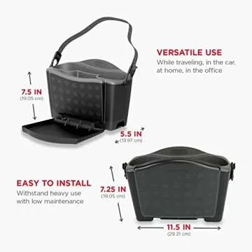 Rubbermaid Automotive Back Seat Organizer/Hanging Car Caddy with Folding Tray Table and Cup Holders