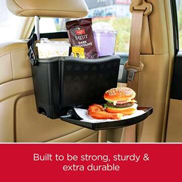 Rubbermaid Automotive Back Seat Organizer/Hanging Car Caddy with Folding Tray Table and Cup Holders