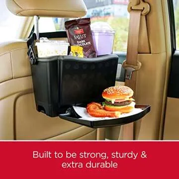 Rubbermaid Automotive Back Seat Organizer/Hanging Car Caddy with Folding Tray Table and Cup Holders