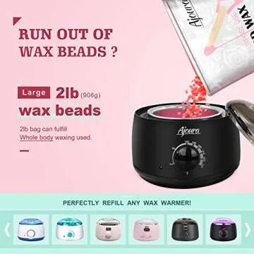 Ajoura 2 lb Hard Wax Beads, All-purpose Wax Beans for Sensitive Skin, Large Area Coarse Hair Removal, Refill Bag for Brazilian Bikini, Face, Eyebrows, Underarms, Arms, Chest, Back, Legs, Women Men