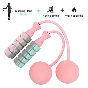 generic Jump Rope, Training Ropeless Skipping Rope for Fitness, Adjustable Weighted Cordless Jump Rope for Men Women Kids 1 pack Pink