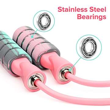 generic Jump Rope, Training Ropeless Skipping Rope for Fitness, Adjustable Weighted Cordless Jump Rope for Men Women Kids 1 pack Pink