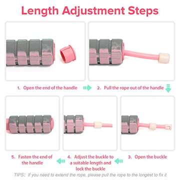 generic Jump Rope, Training Ropeless Skipping Rope for Fitness, Adjustable Weighted Cordless Jump Rope for Men Women Kids 1 pack Pink