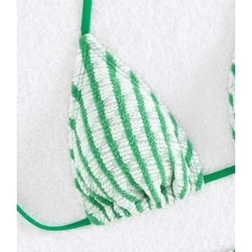 Falainetee Women's Striped Halter Bathing Suit High Waisted Triangle Colorblock Swimsuit Bikini Set Green M