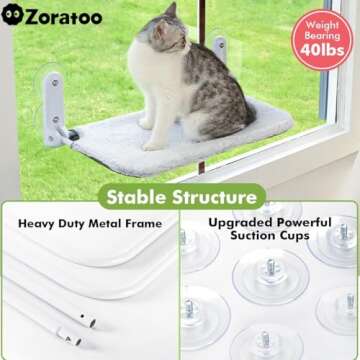 Zoratoo Foldable Cat Window Perch for Cozy Sunbathing