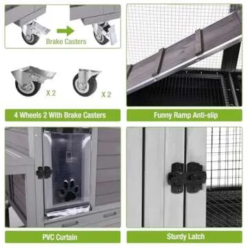 Rabbit Cage Indoor Rabbit Hutch Bunny Hutch Outdoor, Guinea Pig Cages with Removable Bottom Wire Netting - Easy Clean Large