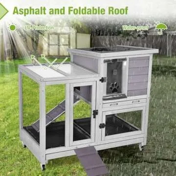 Rabbit Cage Indoor Rabbit Hutch Bunny Hutch Outdoor, Guinea Pig Cages with Removable Bottom Wire Netting - Easy Clean Large