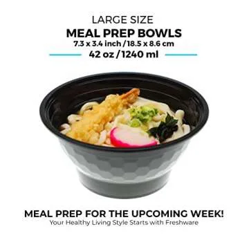 Freshware Meal Prep Bowl Containers [30 Pack] Plastic Bowls with Lids for Soup and Salad, Food Storage Bento Box, BPA Free, Stackable, Lunch Boxes, Microwave/Dishwasher/Freezer Safe (42 oz)