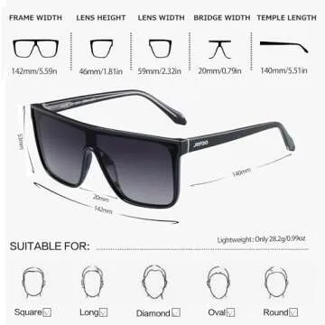 Jefoo Polarized Square Sunglasses for Stylish UV Protection