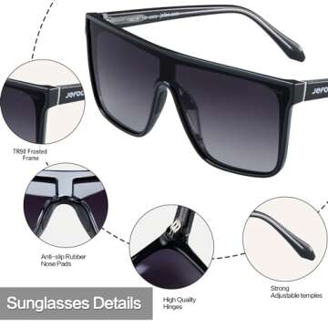 Jefoo Polarized Square Sunglasses for Stylish UV Protection