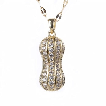 USHOBE Peanut Necklace Charm Peanut Pearl Pendant Necklace Peanut Charm Pendant Necklace Yellow Gold...
