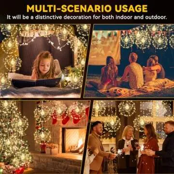 8 Pack Firework Lights 120 LED Copper Wire Firework Lights, 8 Modes Dimmable String LED Lights with Remote Control,Waterproof Hanging Fairy Lights for Party,Home,Christmas,Garden Outdoor Decoration