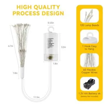 8 Pack Firework Lights 120 LED Copper Wire Firework Lights, 8 Modes Dimmable String LED Lights with Remote Control,Waterproof Hanging Fairy Lights for Party,Home,Christmas,Garden Outdoor Decoration