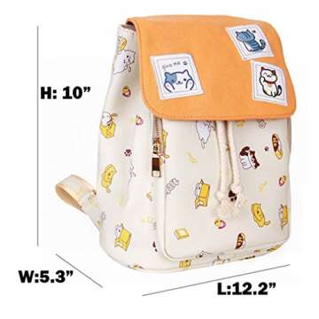 MONMOB Neko Atsume Anime Backpack - Cute Cat Kawaii Bookbag for Girls
