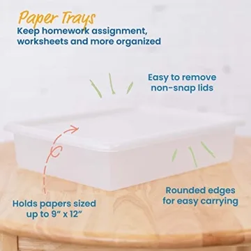 ECR4Kids Letter Size Tray with Lid, Storage Bin, Clear, 10-Piece