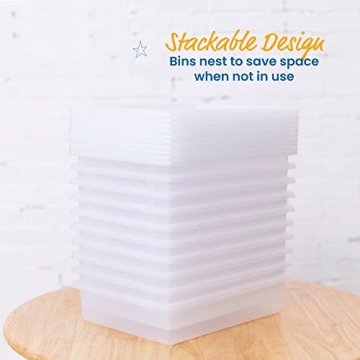 ECR4Kids Letter Size Tray with Lid, Storage Bin, Clear, 10-Piece