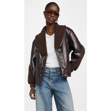 BLANKNYC Women's Sweet Talker Bomber Jacket Brown Combo M