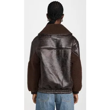 BLANKNYC Women's Sweet Talker Bomber Jacket Brown Combo M
