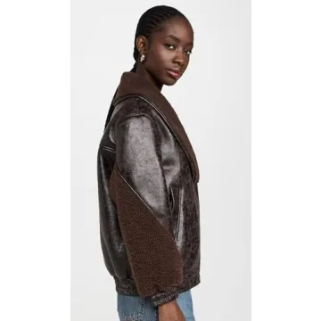 BLANKNYC Women's Sweet Talker Bomber Jacket Brown Combo M