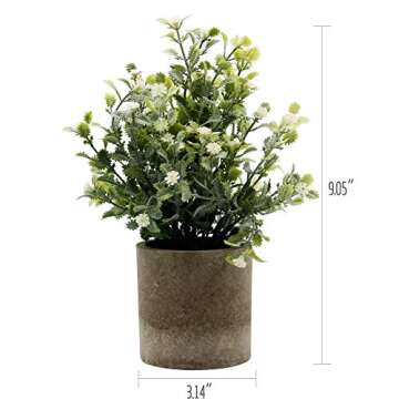 Zcaukya Small Potted Artificial Plants, Artificial Eucalyptus Plants Fake Rosemary 9.5" Plastic Gree...
