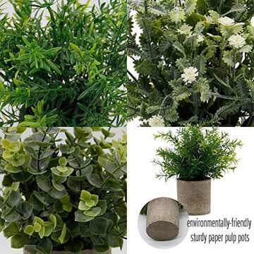 Zcaukya Artificial Eucalyptus & Rosemary Plants Set of 3
