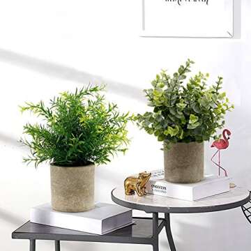 Zcaukya Artificial Eucalyptus & Rosemary Plants Set of 3