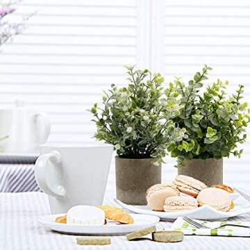 Zcaukya Artificial Eucalyptus & Rosemary Plants Set of 3