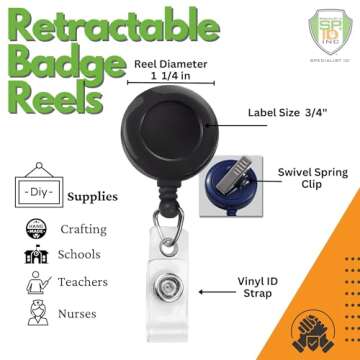 Bulk 100 Pack of Premium Retractable Name Badge Reels with Alligator Clip by Specialist ID