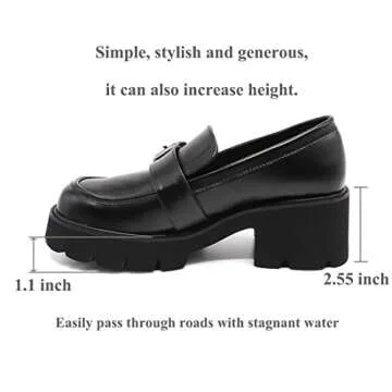 MAKEGSI Women's Office Lady Oxfords Dress Platform high Heels Loafers Shoes (Black 1_8.5)